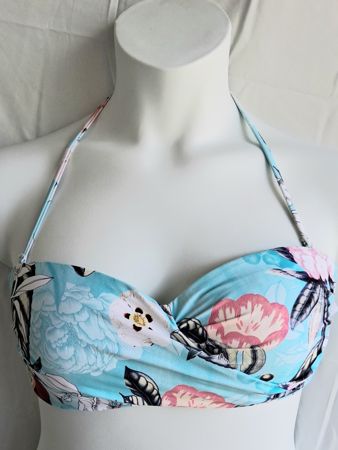 Seafolly Australia Floral Bikini Top With Strap Sz 10 Nwt